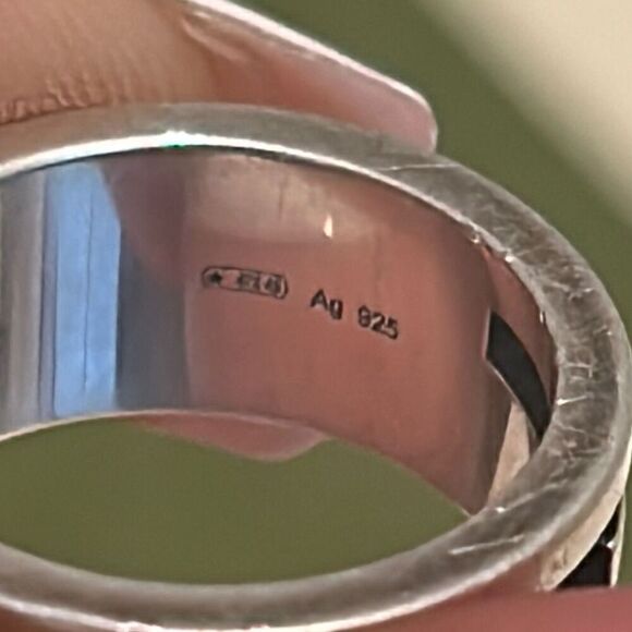 Gucci G Logo Wide Band Ring 925 Sterling Silver Size 5 Luxury - Picture 6 of 11